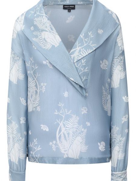 Шелковая блузка Giorgio Armani голубая