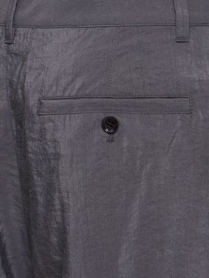 Plisované bavlněné kalhoty relaxed fit Lemaire šedé
