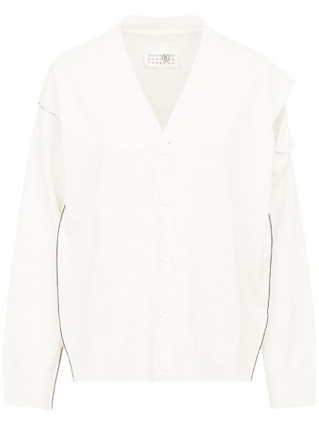 Lange strickjacke mit v-ausschnitt Mm6 Maison Margiela weiß