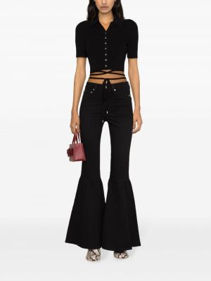 Zvonové džíny s vysokým pasem Maje černé