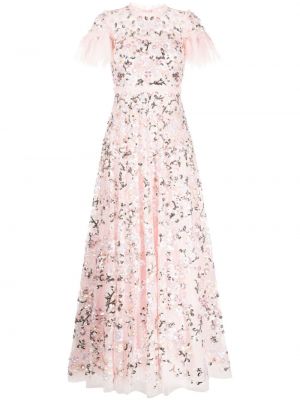 Φλοράλ βραδινό φόρεμα Needle & Thread ροζ
