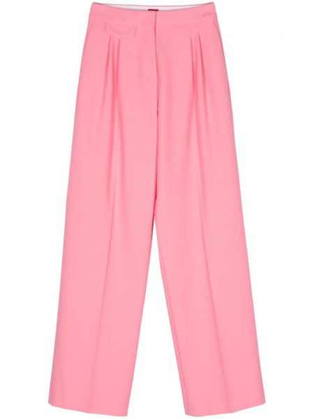 Pantaloni cu pliu presat Hugo roz