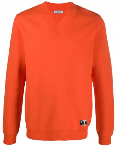 Jersey con escote v de tela jersey Valentino naranja