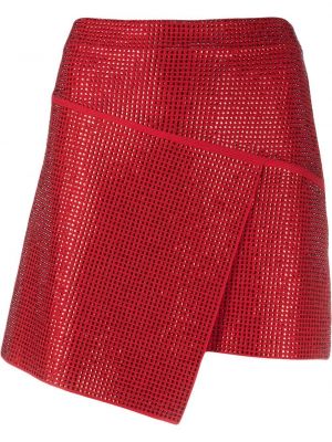 Asimetrična suknja sa šiljcima s kristalima Andreadamo crvena