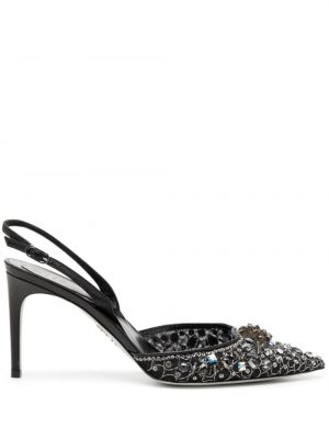 Полуотворени обувки с кристали René Caovilla черно