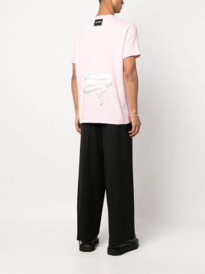 Bavlněné tričko s potiskem s hadím vzorem Les Hommes růžové