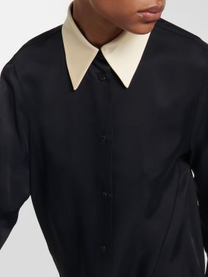 Saténová košile Jil Sander černá