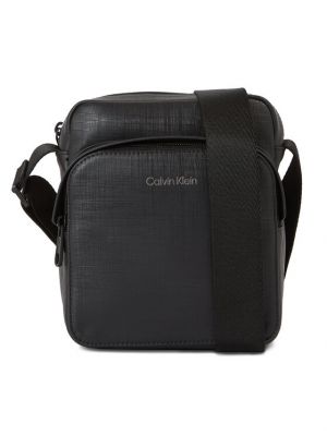 Kockás crossbody táska Calvin Klein fekete