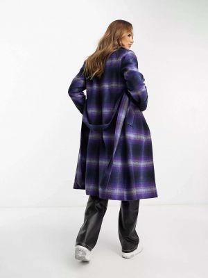 Клетчатое шерстяное пальто Helene Berman фиолетовое