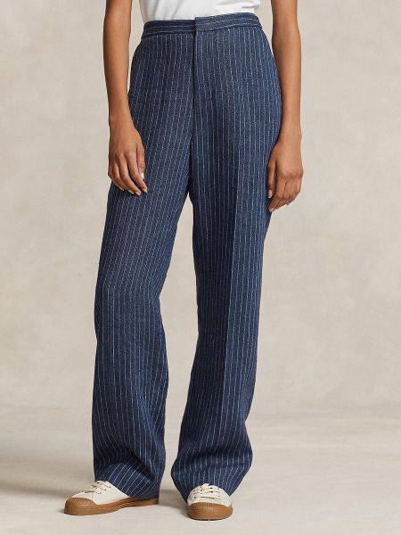 Pantalones rectos a rayas con estampado Polo Ralph Lauren azul