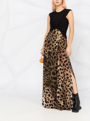 Vestido largo con estampado leopardo Just Cavalli negro
