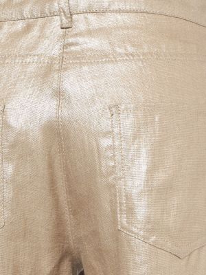 Lněné kalhoty s třásněmi 's Max Mara zlaté