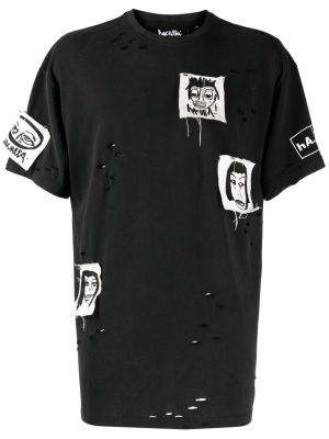 Тениска с разкъсвания Haculla черно