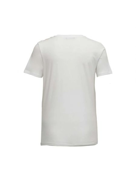 Camiseta de algodón con estampado Balmain blanco
