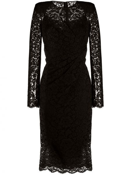 Vestido midi con volantes de encaje Dolce & Gabbana negro