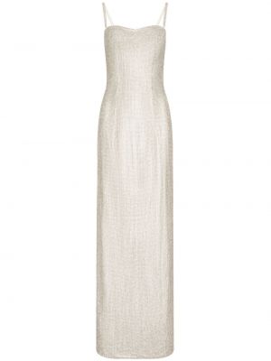 Robe de soirée à imprimé en cristal Dolce & Gabbana blanc