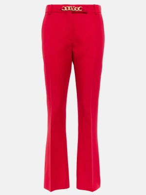 Jedwabne proste spodnie wełniane Valentino czerwone
