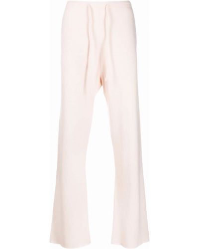 Pantalones rectos de cachemir de punto Extreme Cashmere rosa