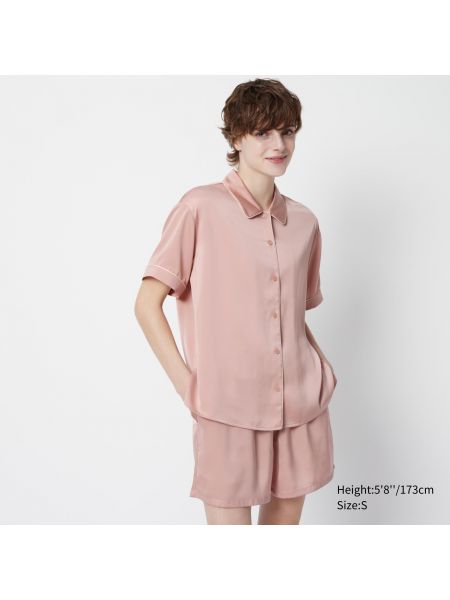 Атласная пижама Uniqlo розовая