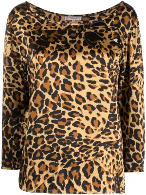Bluză de mătase cu imagine cu model leopard Yves Saint Laurent Pre-owned