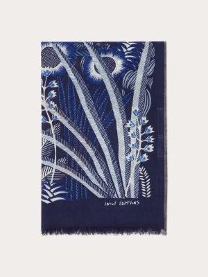 Bufanda de lana con estampado Inoui Editions azul