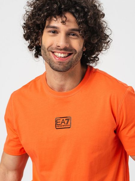 Хлопковая футболка Ea7 оранжевая