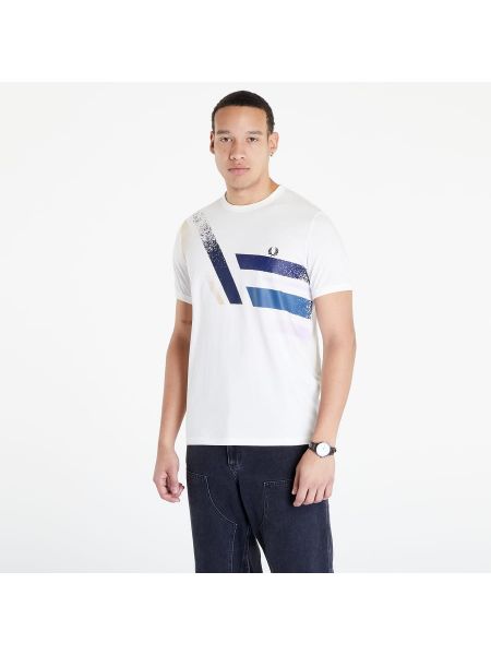 Tričko s krátkými rukávy s abstraktním vzorem Fred Perry bílé