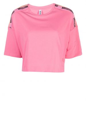 Kokvilnas t-krekls Moschino rozā