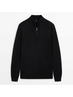 Длинный свитер на молнии Massimo Dutti черный