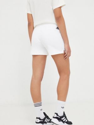 Pantaloni cu talie înaltă din bumbac Adidas alb