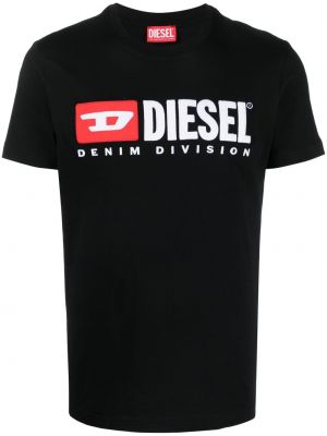 Černé tričko s výšivkou Diesel
