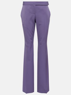 Pantaloni cu picior drept cu talie joasă de lână Stella Mccartney violet
