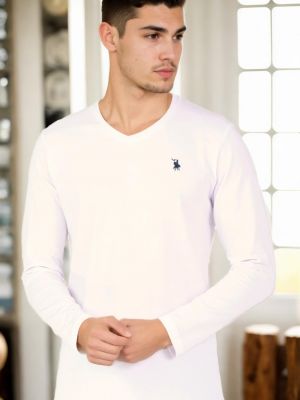 Μακρυμάνικη μπλούζα με λαιμόκοψη v Dewberry λευκό
