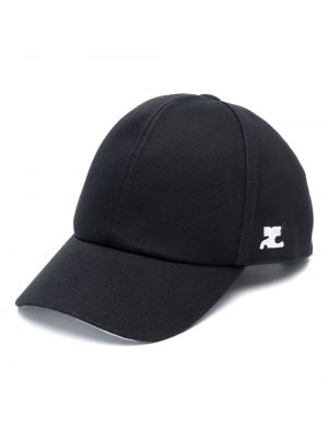 Medvilninis siuvinėtas kepurė su snapeliu Courreges juoda