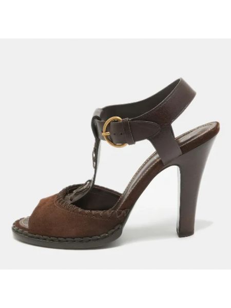 Sandały trekkingowe skórzane Yves Saint Laurent Vintage brązowe