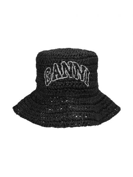 Haftowana czapka Ganni czarna