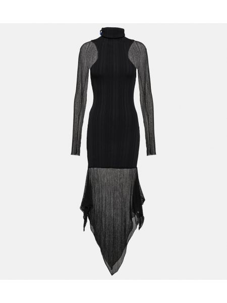 Ασύμμετρη μίντι φόρεμα Mugler μαύρο