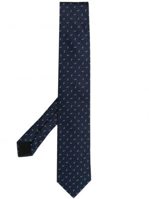 Žakárová hedvábná kravata Boss modrá