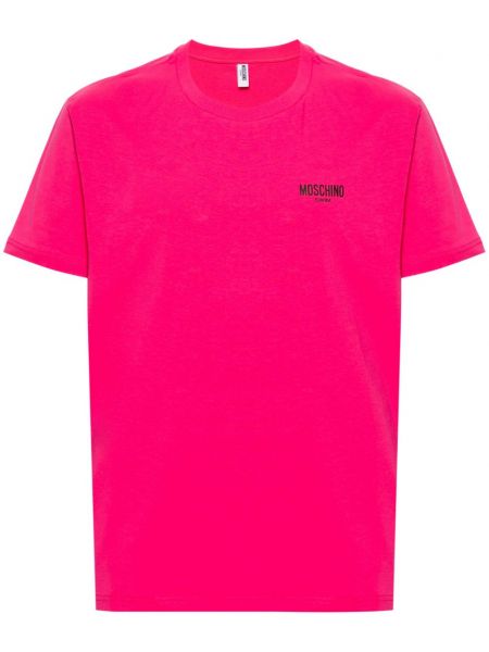 T-shirt en coton à imprimé Moschino rose