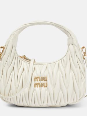Kožená kabelka Miu Miu biela