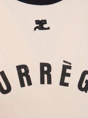 Koszulka bawełniana z nadrukiem na sprzączkę Courreges biała
