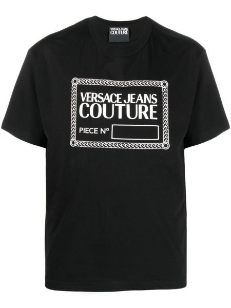 Trykt bomull t-skjorte Versace Jeans Couture svart