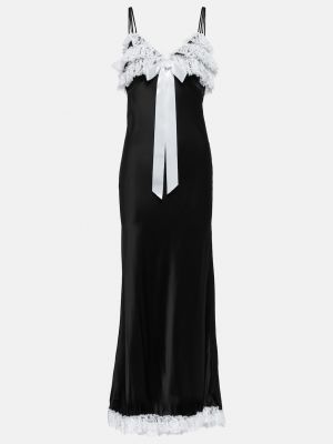 Кружевное шелковое длинное платье Rodarte черное