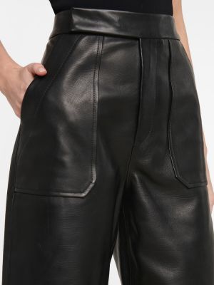 Pantaloni scurți cu talie înaltă din piele Khaite negru