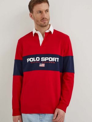 Bavlněné polokošile s dlouhými rukávy Polo Ralph Lauren červené