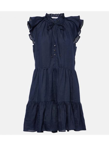 Mini vestido de lino Veronica Beard azul