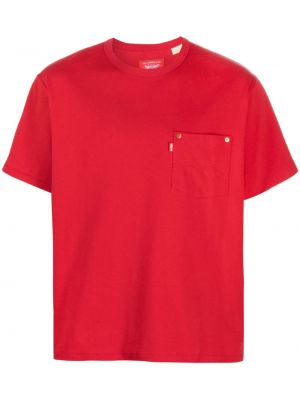 Bombažna majica z žepi Kenzo rdeča