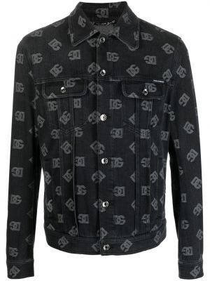 Denim jakna iz žakarda Dolce & Gabbana črna