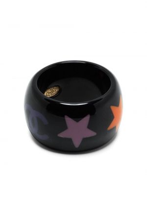 Prsten s potiskem s hvězdami Chanel Pre-owned černý