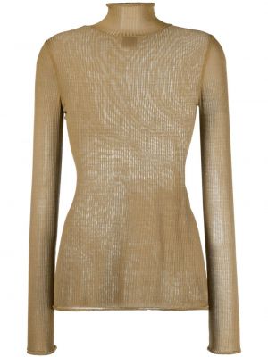 Прозрачен копринен пуловер Lemaire кафяво
